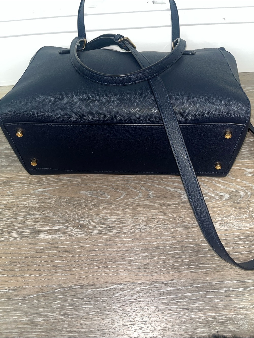 Tory Burch Navy Saffiano Tote with Gold Hardware - Picture 13 of 16